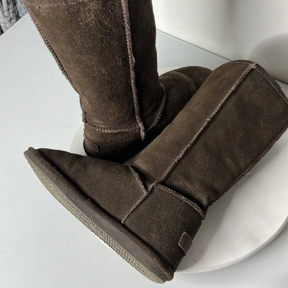 Bjorndal leather & sheepskin lined brown boots Sz 7
